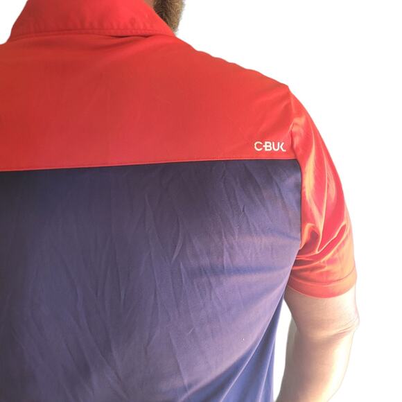 Cutter & Buck CBUK Mens Red White Blue Polo Shirt Size Large Colorblock Golf USA - Picture 3 of 10